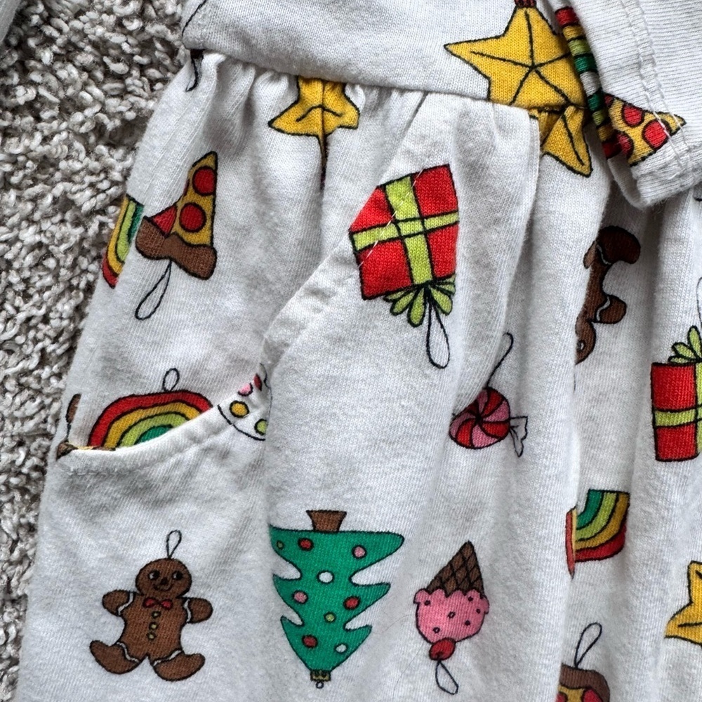 Cat & Jack Girls Holiday Print Long Sleeve Dress – Size Small (6/7) - Picture 5 of 8